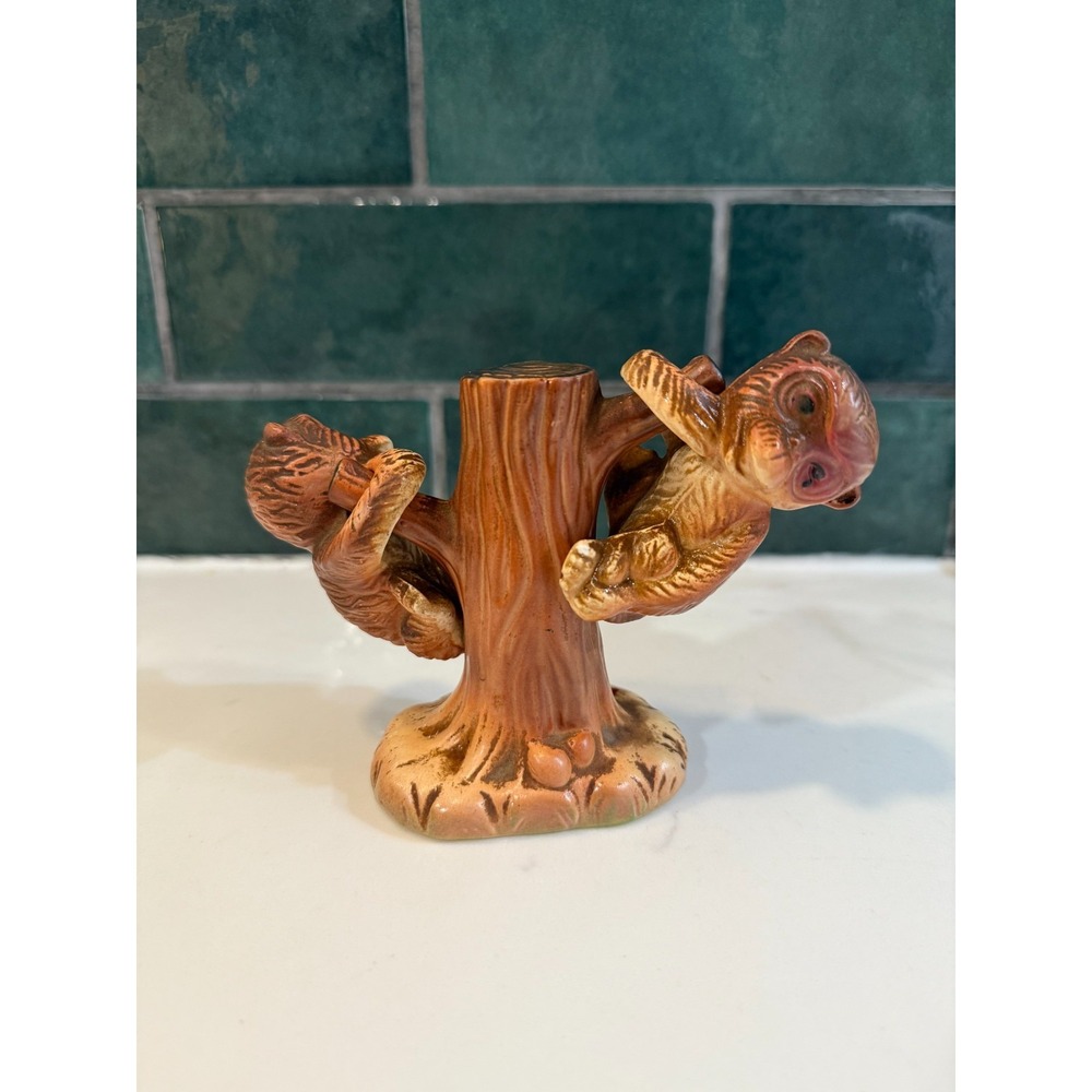 Vintage Porcelain Salt and Pepper Shakers Monkeys Hanging on a tree - Picture 2 of 9